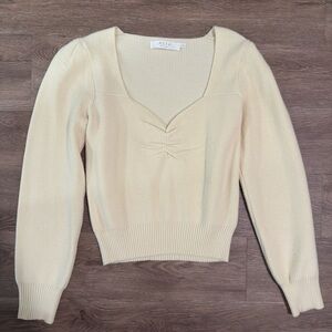 Astr The Label V-Neck Cream Sweater
